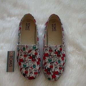 Toms Women Belmont Glacier Grey Sweater Dogs Cozy Women’s Shoes Size 8.5 NWT